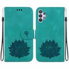 For Samsung Galaxy A32 5G Lotus Embossed Leather Phone Case(Green) - 1