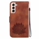For Samsung Galaxy S21 5G Lotus Embossed Leather Phone Case(Brown) - 3