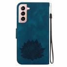 For Samsung Galaxy S21 5G Lotus Embossed Leather Phone Case(Dark Blue) - 3