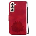For Samsung Galaxy S21 5G Lotus Embossed Leather Phone Case(Red) - 3