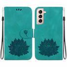 For Samsung Galaxy S21 5G Lotus Embossed Leather Phone Case(Green) - 1