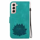 For Samsung Galaxy S21 5G Lotus Embossed Leather Phone Case(Green) - 3