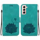 For Samsung Galaxy S21+ 5G Lotus Embossed Leather Phone Case(Green) - 1