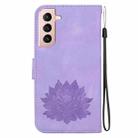 For Samsung Galaxy S21+ 5G Lotus Embossed Leather Phone Case(Purple) - 3