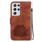 For Samsung Galaxy S21 Ultra 5G Lotus Embossed Leather Phone Case(Brown) - 3