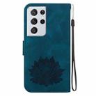 For Samsung Galaxy S21 Ultra 5G Lotus Embossed Leather Phone Case(Dark Blue) - 3