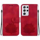 For Samsung Galaxy S21 Ultra 5G Lotus Embossed Leather Phone Case(Red) - 1