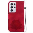 For Samsung Galaxy S21 Ultra 5G Lotus Embossed Leather Phone Case(Red) - 3