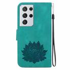 For Samsung Galaxy S21 Ultra 5G Lotus Embossed Leather Phone Case(Green) - 3