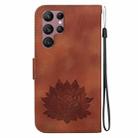 For Samsung Galaxy S22 Ultra 5G Lotus Embossed Leather Phone Case(Brown) - 3