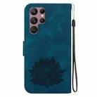 For Samsung Galaxy S22 Ultra 5G Lotus Embossed Leather Phone Case(Dark Blue) - 3