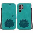 For Samsung Galaxy S22 Ultra 5G Lotus Embossed Leather Phone Case(Red) - 1