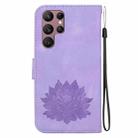 For Samsung Galaxy S22 Ultra 5G Lotus Embossed Leather Phone Case(Purple) - 3