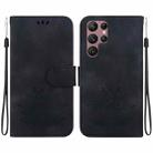 For Samsung Galaxy S22 Ultra 5G Lotus Embossed Leather Phone Case(Black) - 1