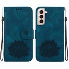 For Samsung Galaxy S22+ 5G Lotus Embossed Leather Phone Case(Dark Blue) - 1