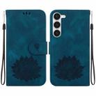 For Samsung Galaxy S23 5G Lotus Embossed Leather Phone Case(Dark Blue) - 1