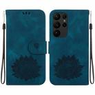 For Samsung Galaxy S23 Ultra 5G Lotus Embossed Leather Phone Case(Dark Blue) - 1