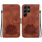 For Samsung Galaxy S24 Ultra 5G Lotus Embossed Leather Phone Case(Brown) - 1