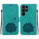 For Samsung Galaxy S24 Ultra 5G Lotus Embossed Leather Phone Case(Green) - 1