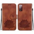 For Samsung Galaxy S20 FE 4G / 5G Lotus Embossed Leather Phone Case(Brown) - 1