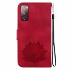 For Samsung Galaxy S20 FE 4G / 5G Lotus Embossed Leather Phone Case(Red) - 3