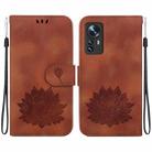 For Xiaomi 12 / 12X Lotus Embossed Leather Phone Case(Brown) - 1