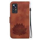 For Xiaomi 12 / 12X Lotus Embossed Leather Phone Case(Brown) - 3