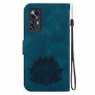 For Xiaomi 12 / 12X Lotus Embossed Leather Phone Case(Dark Blue) - 3