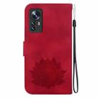 For Xiaomi 12 / 12X Lotus Embossed Leather Phone Case(Red) - 3