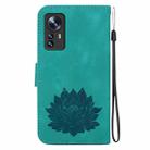 For Xiaomi 12 / 12X Lotus Embossed Leather Phone Case(Green) - 3