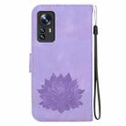 For Xiaomi 12 / 12X Lotus Embossed Leather Phone Case(Purple) - 3