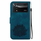 For Xiaomi Poco X4 Pro 5G Lotus Embossed Leather Phone Case(Dark Blue) - 3