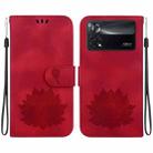 For Xiaomi Poco X4 Pro 5G Lotus Embossed Leather Phone Case(Red) - 1