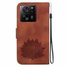 For Xiaomi 13T / 13T Pro Lotus Embossed Leather Phone Case(Brown) - 3