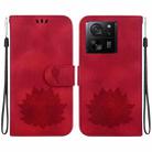 For Xiaomi 13T / 13T Pro Lotus Embossed Leather Phone Case(Red) - 1