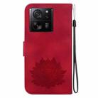 For Xiaomi 13T / 13T Pro Lotus Embossed Leather Phone Case(Red) - 3