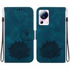 For Xiaomi 13 Lite / Civi 2 Lotus Embossed Leather Phone Case(Dark Blue) - 1