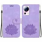 For Xiaomi 13 Lite / Civi 2 Lotus Embossed Leather Phone Case(Purple) - 1