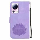 For Xiaomi 13 Lite / Civi 2 Lotus Embossed Leather Phone Case(Purple) - 3