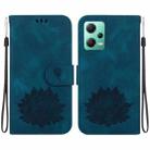 For Xiaomi Poco X5 Lotus Embossed Leather Phone Case(Dark Blue) - 1