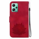For Xiaomi Poco X5 Lotus Embossed Leather Phone Case(Red) - 3