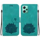 For Xiaomi Poco X5 Lotus Embossed Leather Phone Case(Green) - 1