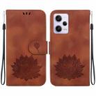 For Xiaomi Poco X5 Pro Lotus Embossed Leather Phone Case(Brown) - 1