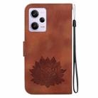 For Xiaomi Poco X5 Pro Lotus Embossed Leather Phone Case(Brown) - 3