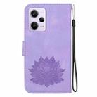 For Xiaomi Poco X5 Pro Lotus Embossed Leather Phone Case(Purple) - 3