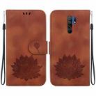 For Xiaomi Poco M2 Lotus Embossed Leather Phone Case(Brown) - 1