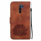 For Xiaomi Poco M2 Lotus Embossed Leather Phone Case(Brown) - 3