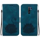For Xiaomi Poco M2 Lotus Embossed Leather Phone Case(Dark Blue) - 1