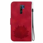 For Xiaomi Poco M2 Lotus Embossed Leather Phone Case(Red) - 3