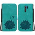 For Xiaomi Poco M2 Lotus Embossed Leather Phone Case(Green) - 1